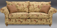 Patterned sofa with pillows
